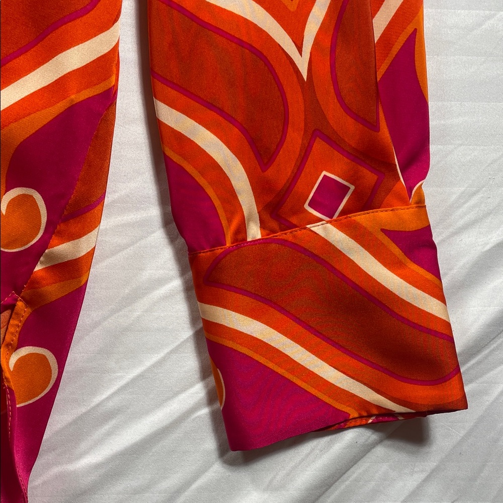 Rachel Zoe Orange & Fuchsia Geometric Silk Tunic - Picture 3 of 9